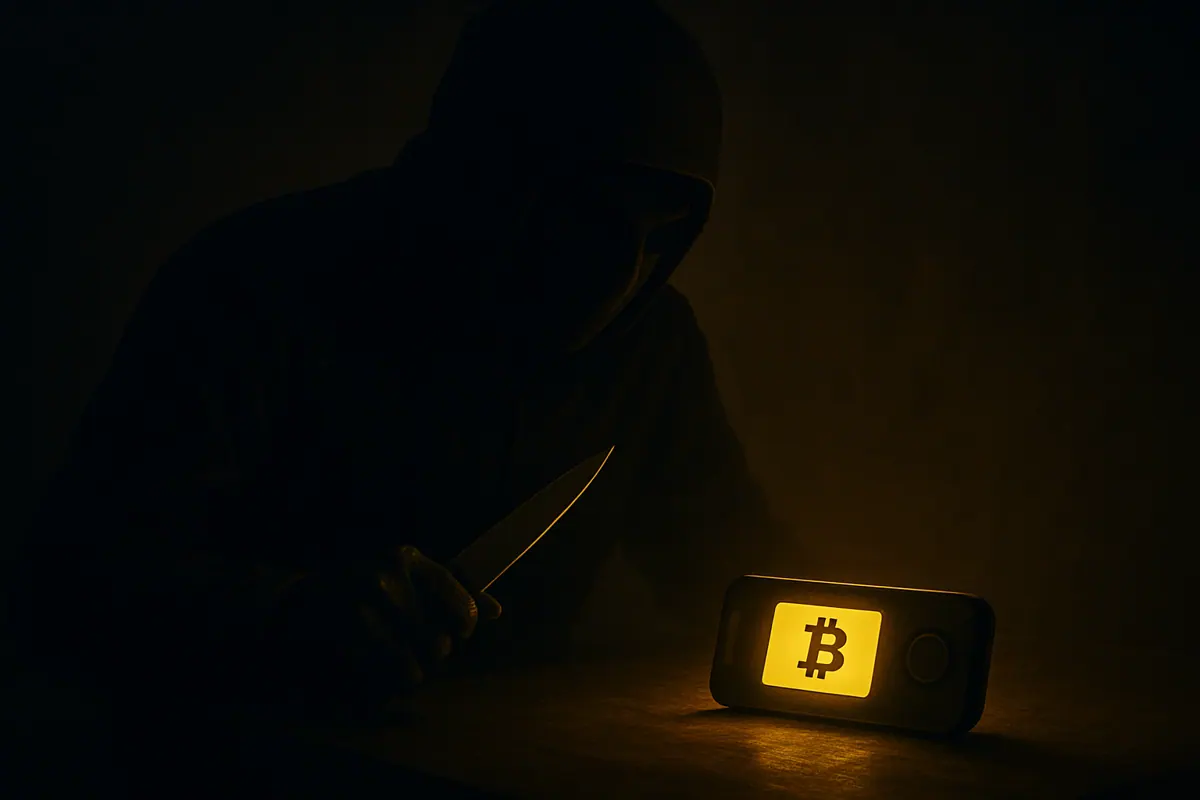 AI illustration for: UK Trader Claims Knifepoint Crypto Theft of Nearly $800K