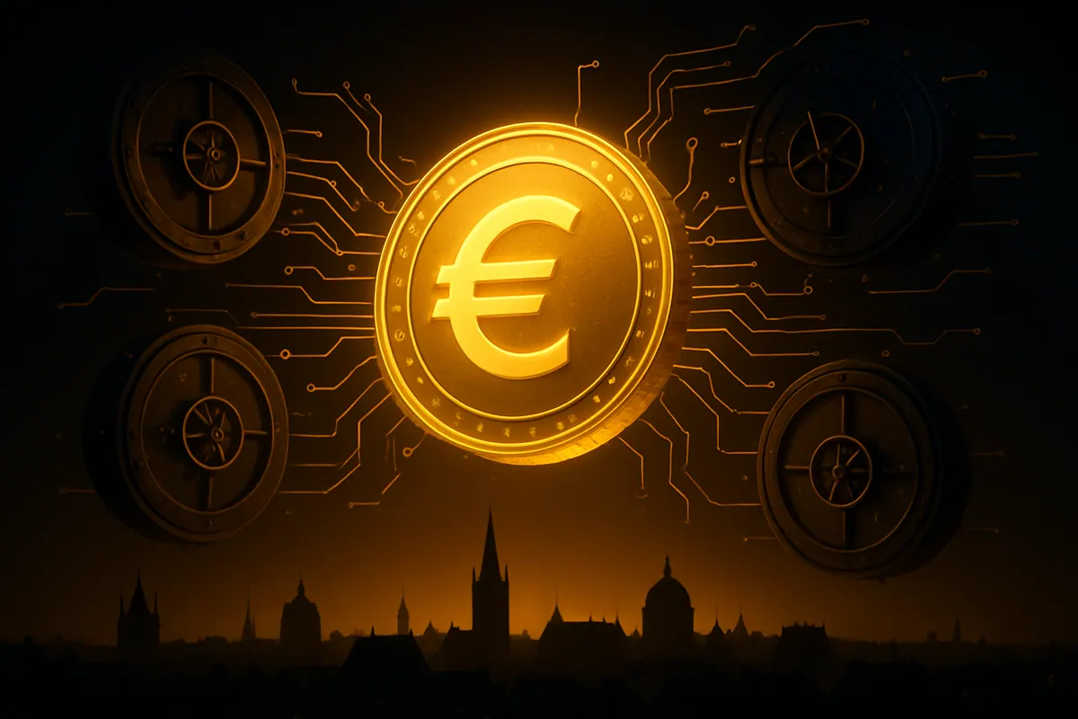 AI illustration for: Dutch central bank grants Qivalis e-money license for euro stablecoin