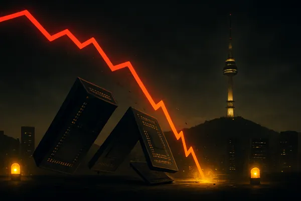 AI illustration: Korean Stocks Tumble 8% as Chip Selloff Deepens