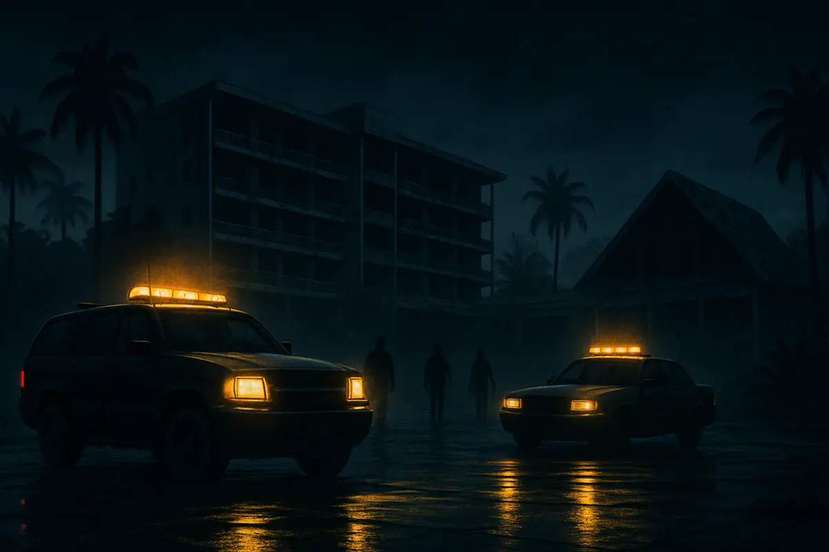 AI illustration for: Police bust scam syndicate at abandoned Mantin resort — 40 arrested